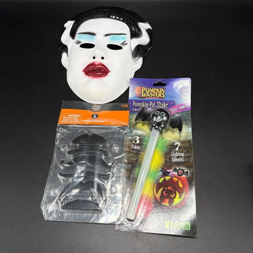 MONSTERVILLE FRANKENSTEIN - PUMPKIN PAL STAKE COLOR CHANGING LED - 6 MUSTACHES